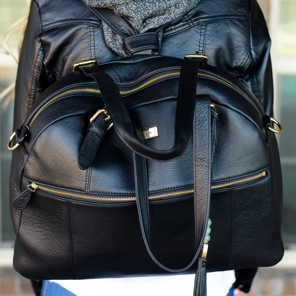 Lily Jade Rosie Black leather baby diaper bag purse. Excllt condition. - Picture 9 of 9